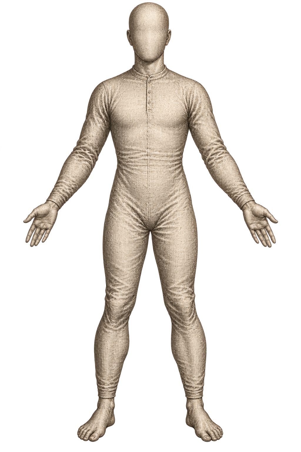 Figura humana anónima representada como un grabado anatómico antiguo