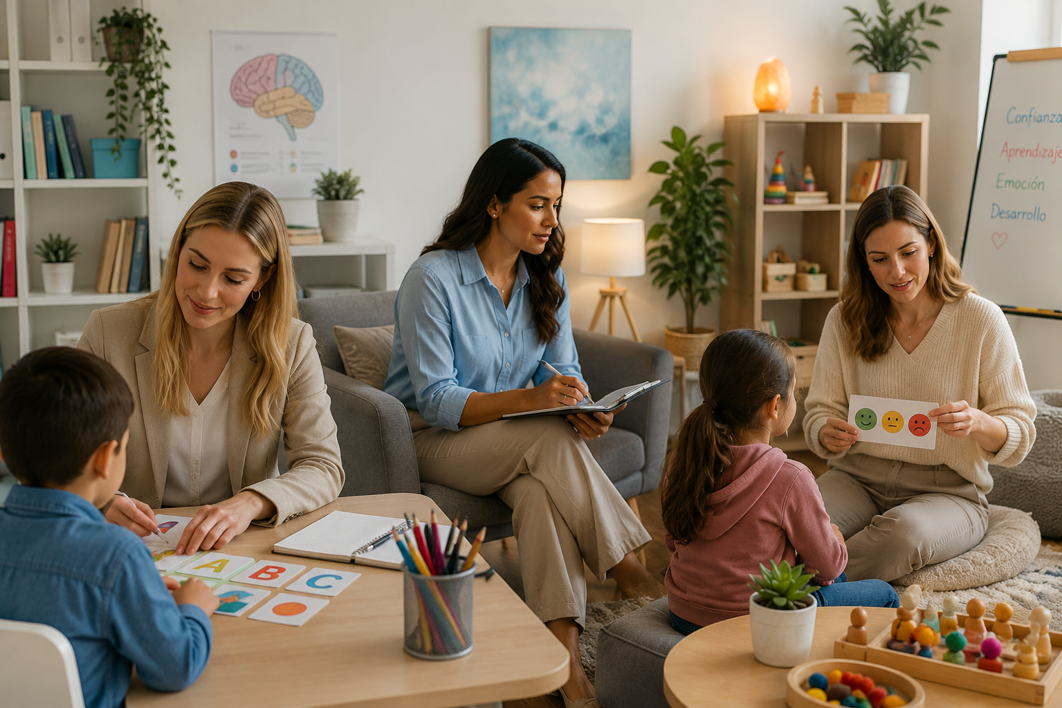 Profesionales acompañando una experiencia de aprendizaje infantil